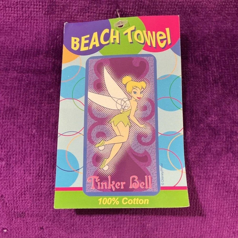 Vintage Disney Tinker‎ Bell Peter Pan Beach Bath Towel Brazil New With Tags